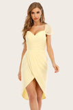 Yellow Bodycon Junior Bridesmaid Dress with Pleats Formal Evening Gowns Cocktail Dresses