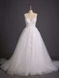 Illusion Neck Lace und Tüll Brautkleid-Elfenbein Brautkleider Kleider