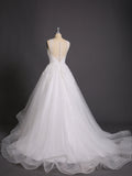 Illusion Neck Lace und Tüll Brautkleid-Elfenbein Brautkleider Kleider