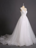 Illusion Neck Lace und Tüll Brautkleid-Elfenbein Brautkleider Kleider