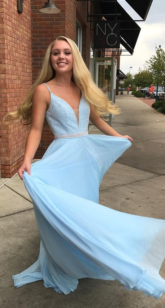 Hellblaues Ballkleid, Formales Kleid, Abendkleid, Festzugstanzkleider, Schulpartykleid, KB0724 
