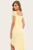 Yellow Bodycon Junior Bridesmaid Dress with Pleats Formal Evening Gowns Cocktail Dresses