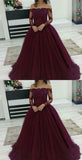 Purple Prom Dress Off The Shoulder Sleeves, Evening Dress, Dance Dress, Graduation School Party Gown, PC0431 - Promcoming