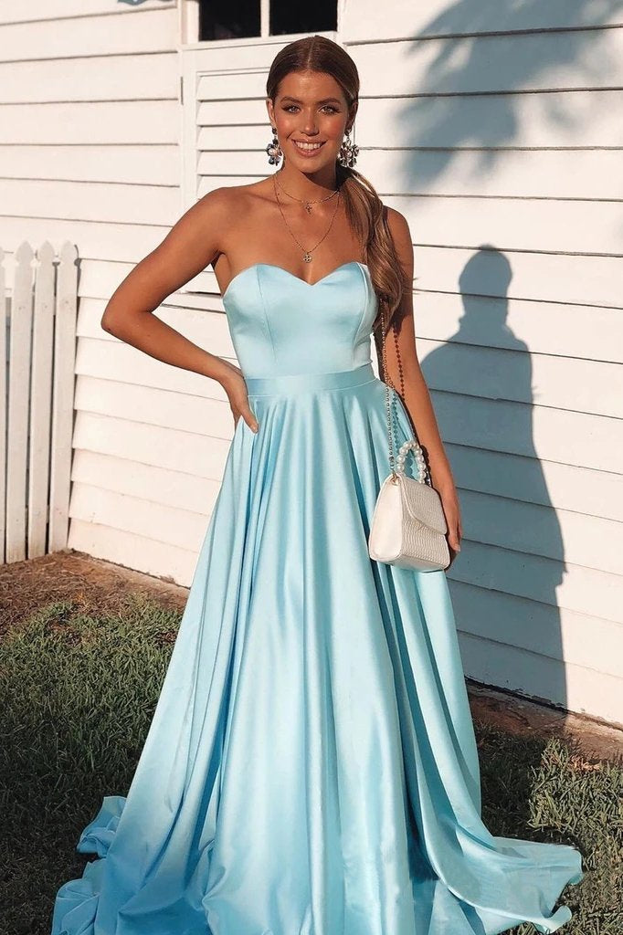 Satin Prom Dress Sweetheart Neckline, Formal Dress, Evening Dress, Pageant Dance Dresses, School Party Gown, KB0772