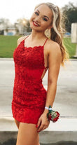 Red Lace Homecoming Dresses, Hoco Dress, Short Prom Dress, Cocktail Dress, Dance Dresses, Back To School Party Gown, KB0893