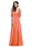 Elegant Off Shoulder Spaghetti Straps Aline Chiffon Bridesmaid Dress Floor Length Wedding Party Dress-misshow.com
