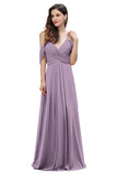 Elegant Off Shoulder Spaghetti Straps Aline Chiffon Bridesmaid Dress Floor Length Wedding Party Dress-misshow.com