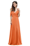 Elegant Off Shoulder Spaghetti Straps Aline Chiffon Bridesmaid Dress Floor Length Wedding Party Dress-misshow.com