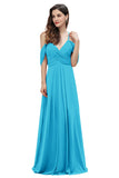 Elegant Off Shoulder Spaghetti Straps Aline Chiffon Bridesmaid Dress Floor Length Wedding Party Dress-misshow.com