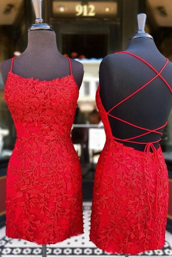 Rotes Spitzen-Hoco-Kleid, Homecoming-Kleid, Kurzes Abschlussballkleid, Cocktailkleid, Tanzkleider, Back to School Partykleid, KB0880 