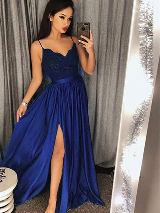 Royal Blue Prom Dress with Slit, Prom Dresses, Evening Dress, Dance Dress, Graduation School Party Gown, PC0406 - Promcoming