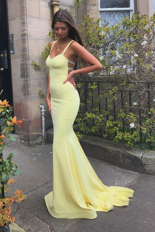 Mermaid Yellow Prom Dress, Formal Dress, Evening Dress, Pageant Dance Dresses, School Party Gown, KB0712