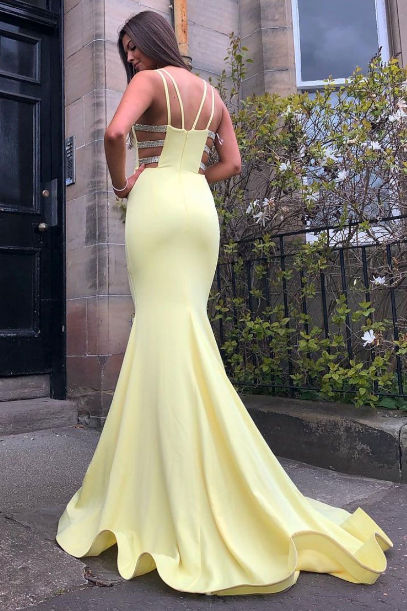 Mermaid Yellow Prom Dress, Formal Dress, Evening Dress, Pageant Dance Dresses, School Party Gown, KB0712