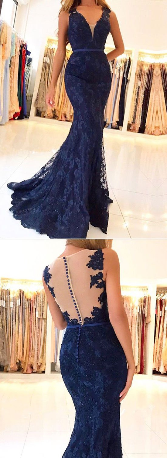 Mermaid Lace Prom Dress, Evening Dress ,Winter Formal Dress, Pageant Dance Dresses, Graduation School Party Gown, PC0059 - Promcoming