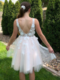 Homecoming Dress Sheer Top, Short Prom Dress ,Formal Dress, Pageant Dance Dresses, Back To School Party Gown, KB0823