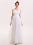 Tulle Full Length Dress with Lace Strap-White Bridal Gowns Wedding Dresses
