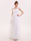 Tulle Full Length Dress with Lace Strap-White Bridal Gowns Wedding Dresses