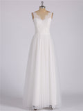 Tulle Full Length Dress with Lace Strap-White Bridal Gowns Wedding Dresses