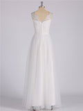 Tulle Full Length Dress with Lace Strap-White Bridal Gowns Wedding Dresses