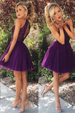 Classic Purple Homecoming Dress Halter Neckline, Short Prom Dress, Dance Dress, Formal Dress, Graduation School Party Gown, PC0576 - Promcoming