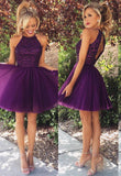Classic Purple Homecoming Dress Halter Neckline, Short Prom Dress, Dance Dress, Formal Dress, Graduation School Party Gown, PC0576 - Promcoming