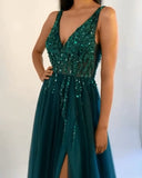 Green Prom Dress with Slit, Prom Dresses, Graduation School Party Gown, PC0325 - Promcoming