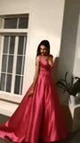 Satin Prom Dress Deep V Neckline, Prom Dresses, Evening Dress, Graduation School Party Gown, PC0328 - Promcoming