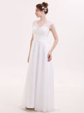 V-neck Chiffon Beach Wedding Dress with Bow-Ivory Bridal Gowns Dresses