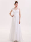 V-neck Chiffon Beach Wedding Dress with Bow-Ivory Bridal Gowns Dresses