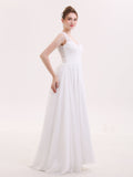 V-neck Chiffon Beach Wedding Dress with Bow-Ivory Bridal Gowns Dresses