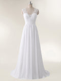 V-neck Chiffon Beach Wedding Dress with Bow-Ivory Bridal Gowns Dresses