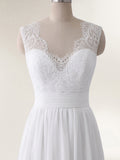 V-neck Chiffon Beach Wedding Dress with Bow-Ivory Bridal Gowns Dresses